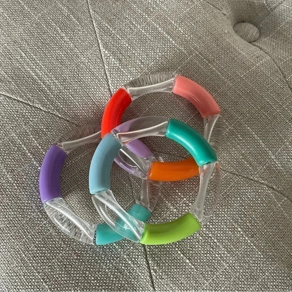 COPY - Womens Set of Acrylic Tube Bead Bracelets - Picture 1 of 2
